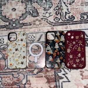 Floral, clear, and festive iPhone 13 phone cases bundle